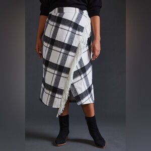 Mare Mare Plaid Blanket Fringe Wrap Skirt
